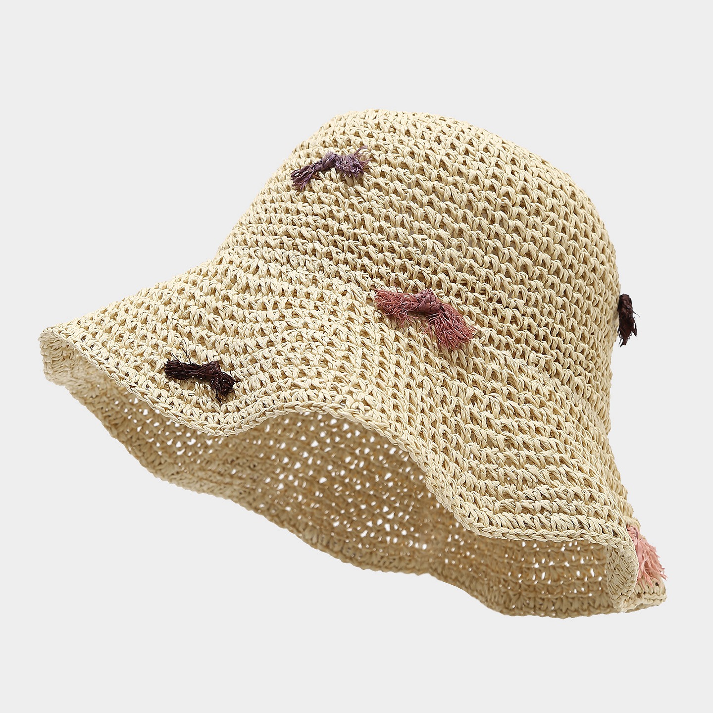 Crochet Straw Hat, Summer Hollow Sun Hat, Breathable and Non-Stuffy, Vacation Style Wide Brim Woven Straw Hat for Women, Beach Hat