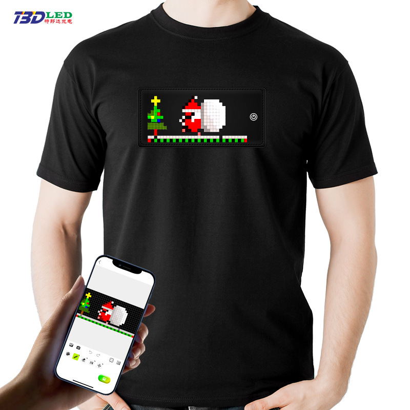 LED Light-Up Clothing for Bar Performances, 100% Cotton LED T-Shirts, Customizable LED Displays for Cell Phones, High-Brightness Displays