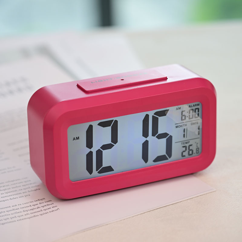 Student Alarm Clock Large Screen LCD Desktop Night Light Digital Display Smart Light Sensing Electronic Clock Gift Smart Clock