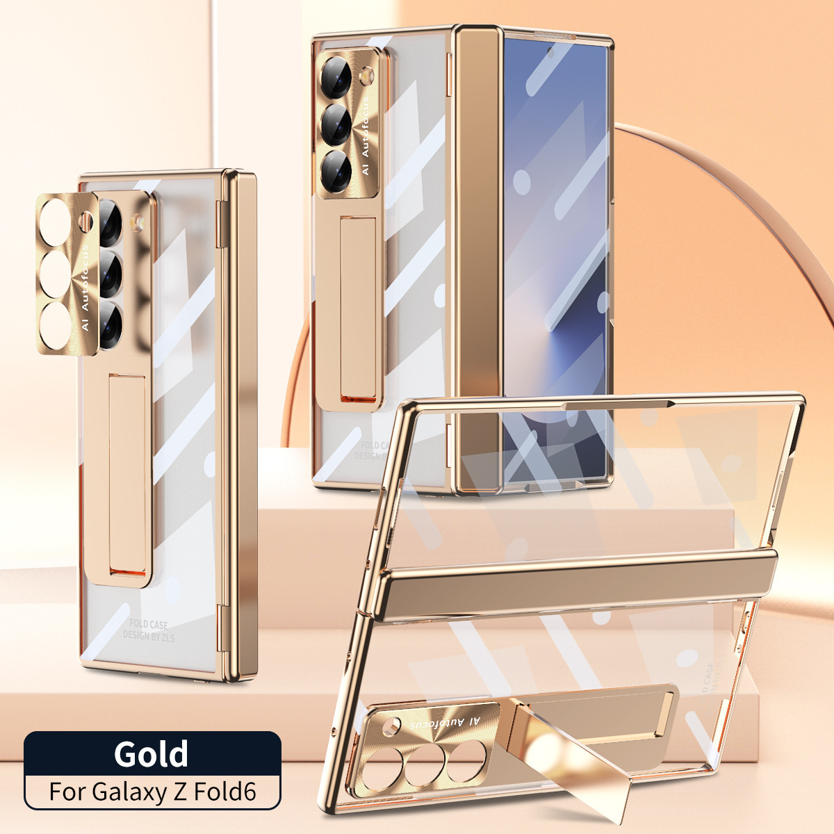 For Samsung Z Fold7/6 Phone Case Dual Hinge Pen Slot with Pen Electroplated Transparent Case Film Full Coverage Protective Case