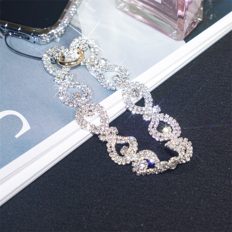 Button Rhinestone Short Wrist Strap New Diamond Wrist Strap Luxury Full Diamond Badge Lanyard