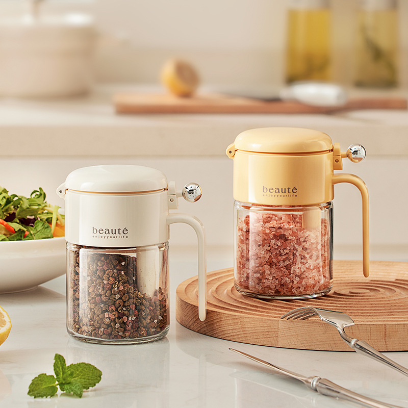 Lid Opening Seasoning Box Kitchen Home Salt Pot Seasoning Jar Sealed Anti Storage Box Oil Bottle Glass Seasoning Bottle Jar