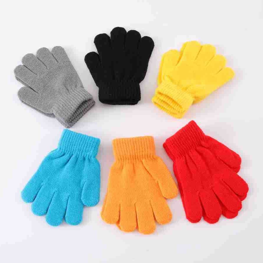 New Winter Knitted Children's Warm Gloves Macaron Warm Windproof Gloves Anti-Freeze Split-Finger Gloves