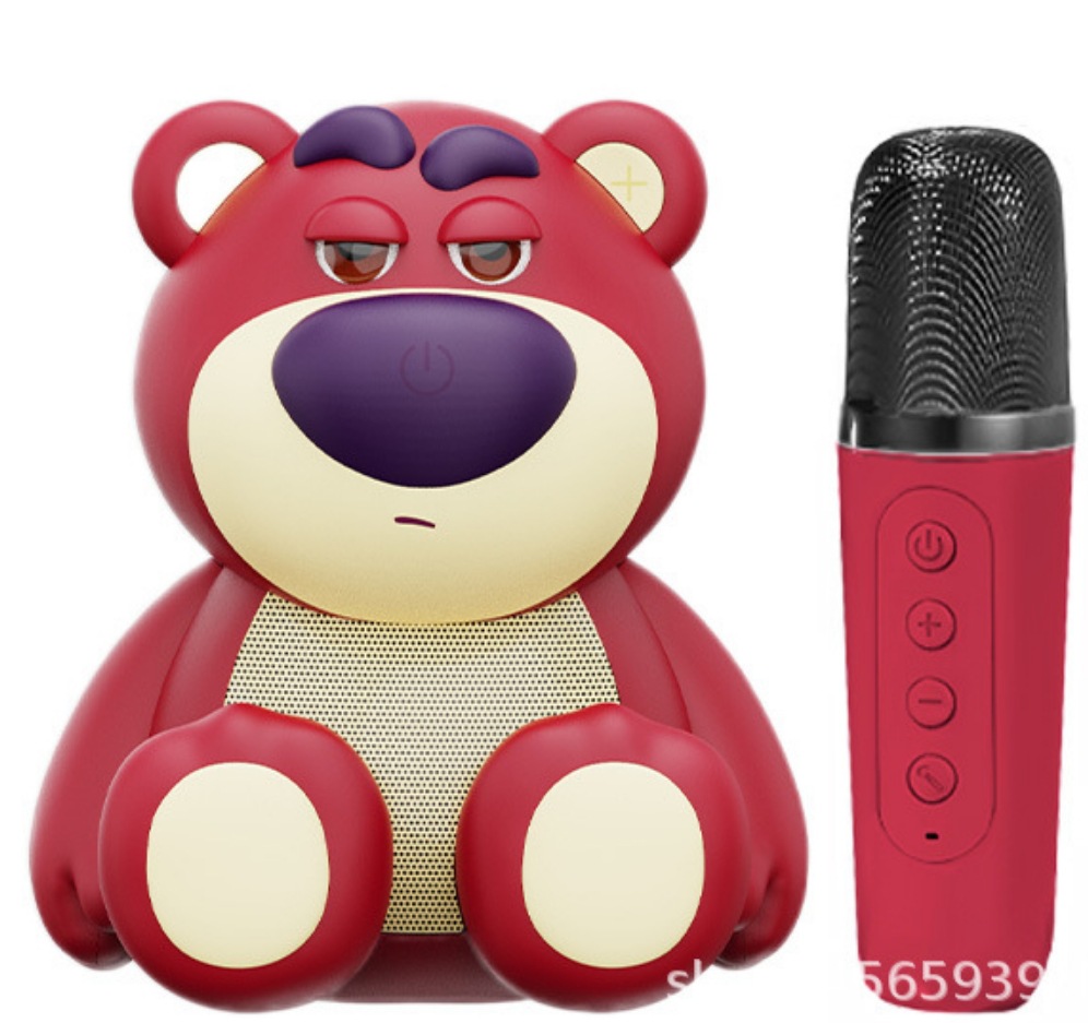 Original Strawberry Bear Wireless Bluetooth KTV Microphone Variable Voice Practical Speaker Children's Day Birthday Gift