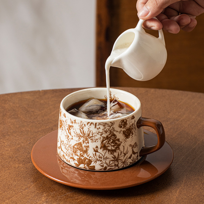 Ceramic coffee cup coffee cup saucer vintage style commercial milk cup couple coffee cup saucer
