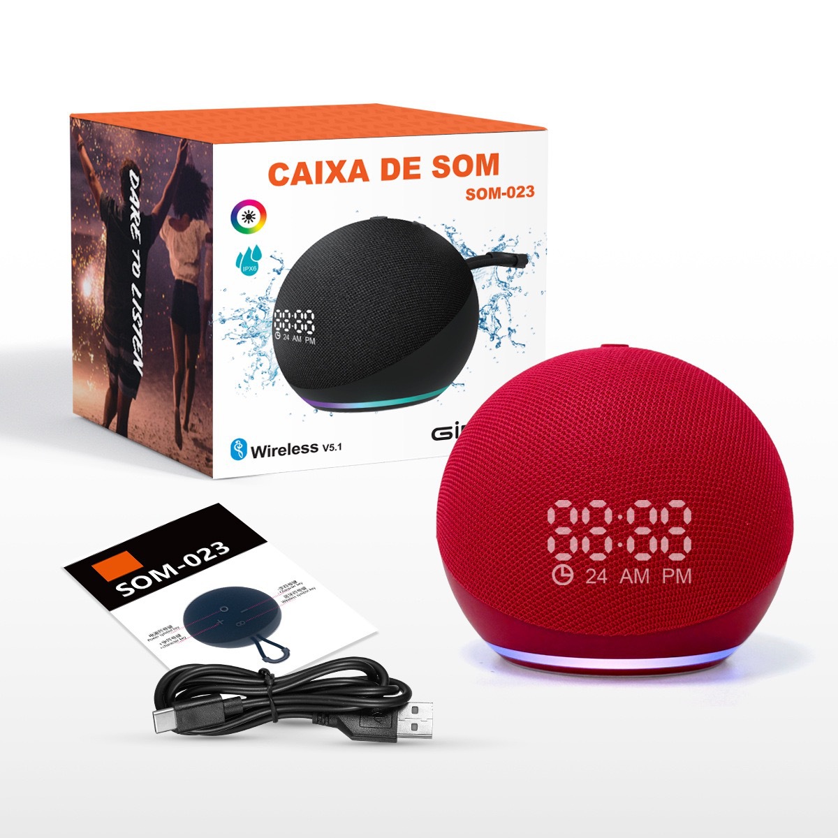 ALAXE Clock Bluetooth Speaker Fabric Small Audio Subwoofer Desktop Mini Portable Speaker