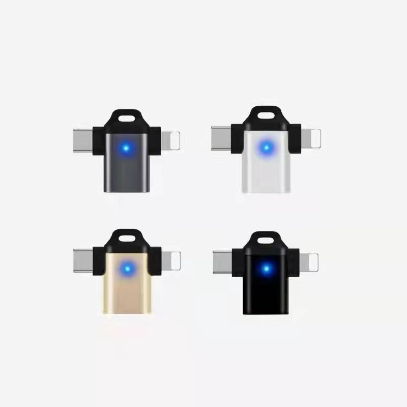 Applicable for Apple Android Type-C OTG 2-in-1 with Indicator Light Adapter OTG 3-in-1 Adapter