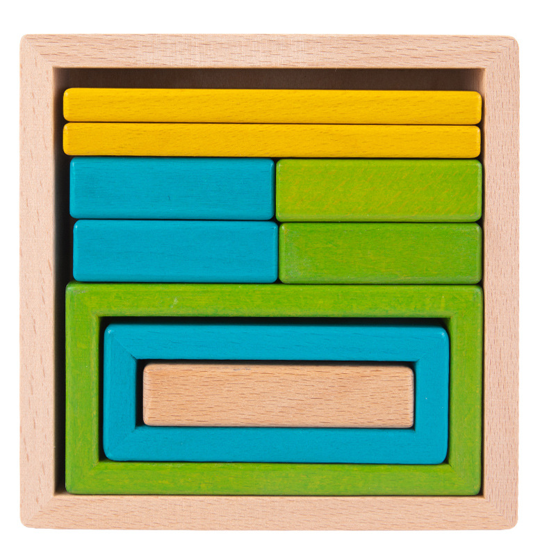 Children's Early Education Educational Beech Large Rainbow Building Blocks Color Shape Cognition Versatile Assembly Wooden Toy