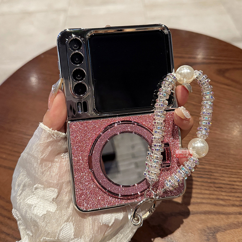 Applicable to Huawei purax phone case new women Samsung ZFlip7 folding protective case glitter VivoXFlip