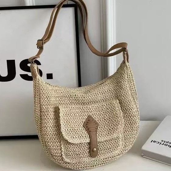Bag bag shoulder bag 2025 texture large capacity woven women's commuting spring bag straw tote new