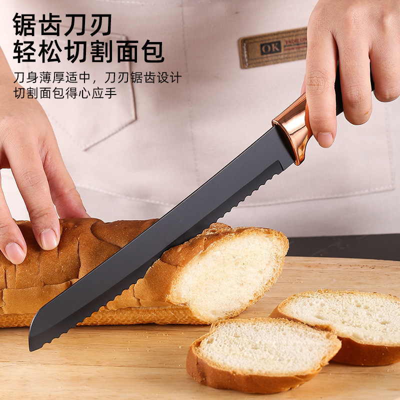 New kitchen knife set 9-piece stainless steel electroplated head with rotating acrylic knife holder ready