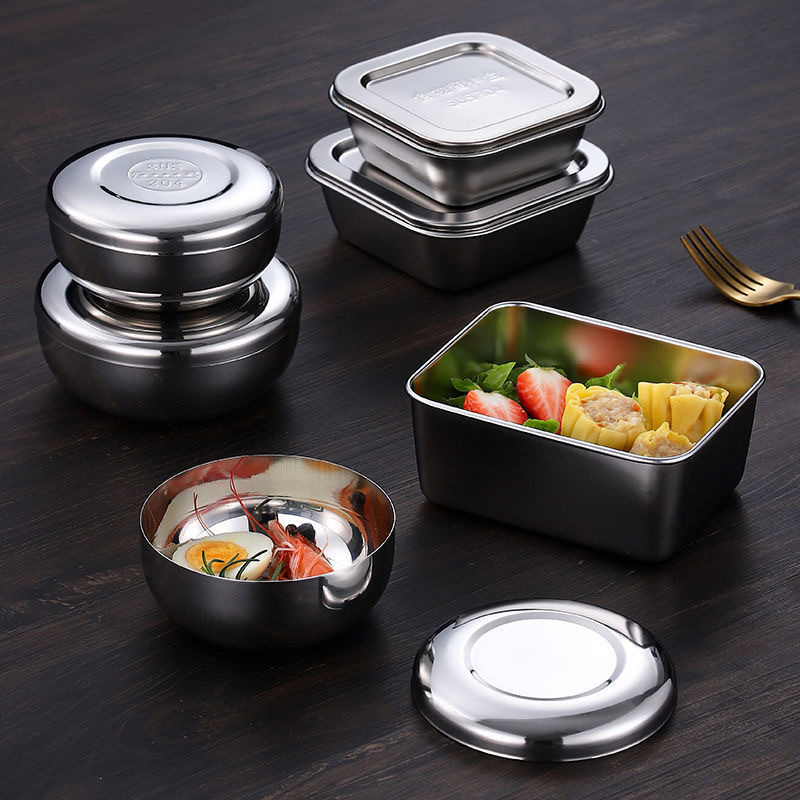 304 stainless steel sample box school kindergarten food fresh-keeping box sample bowl with lid kitchen food sample bottle