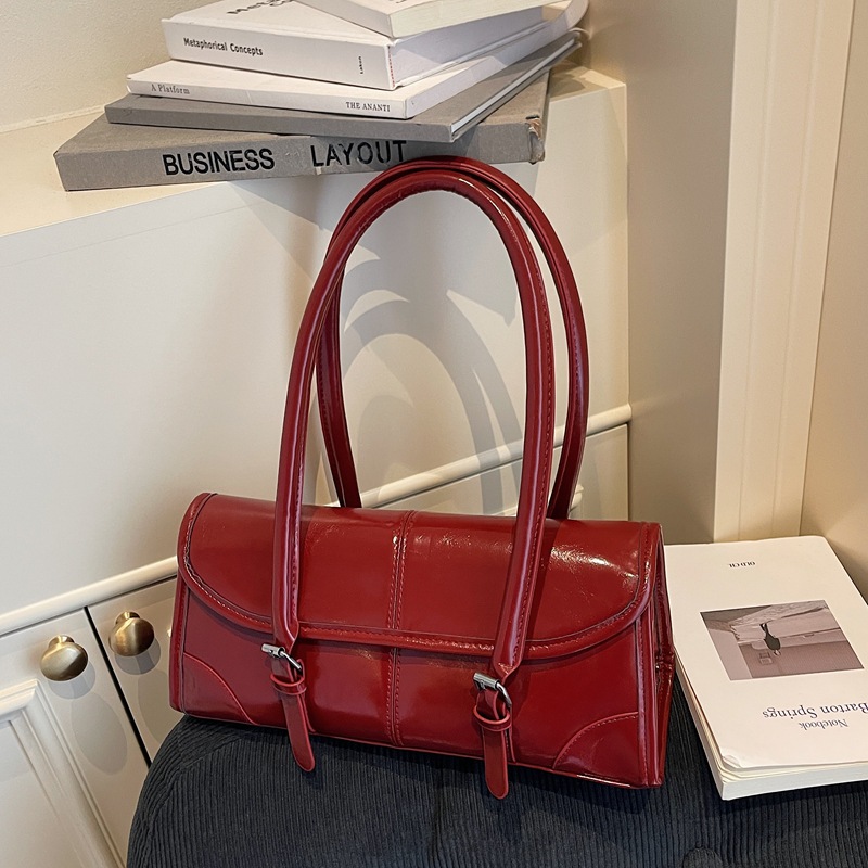 Wax Leather Underarm Bags Women Shoulder Bags Large Capacity Long Baguette Commute Women's Bags