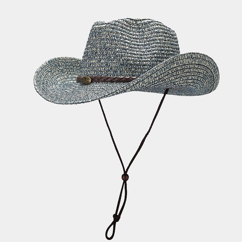 Spring/Summer New Outdoor Hat with Moldable Brim, Wide Brim Sun Hat for Men and Women, Western Cowboy Style Straw Hat Bucket Hat
