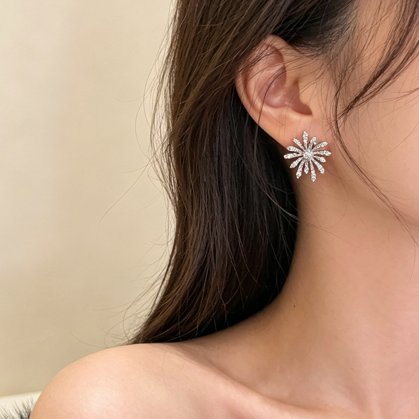 Oubiyabi Silver Needle New Firework Ear Stud Style Unique Earrings 20444