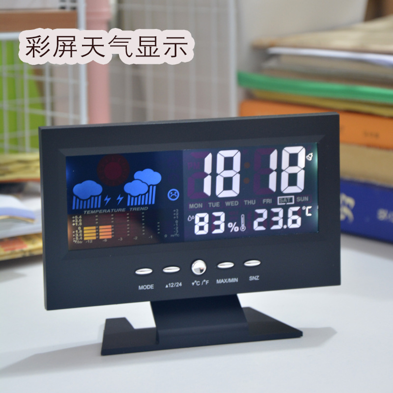 Custom production luminous alarm clock weather color screen weather forecast clock household electronic clock with perpetual calendar desk clock