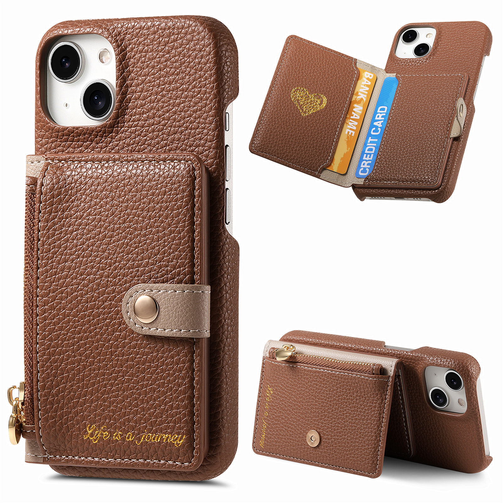 Solid color simple pebble grain edge-coated phone case for Apple 18 protective case iPhone 17PM card holder protective case