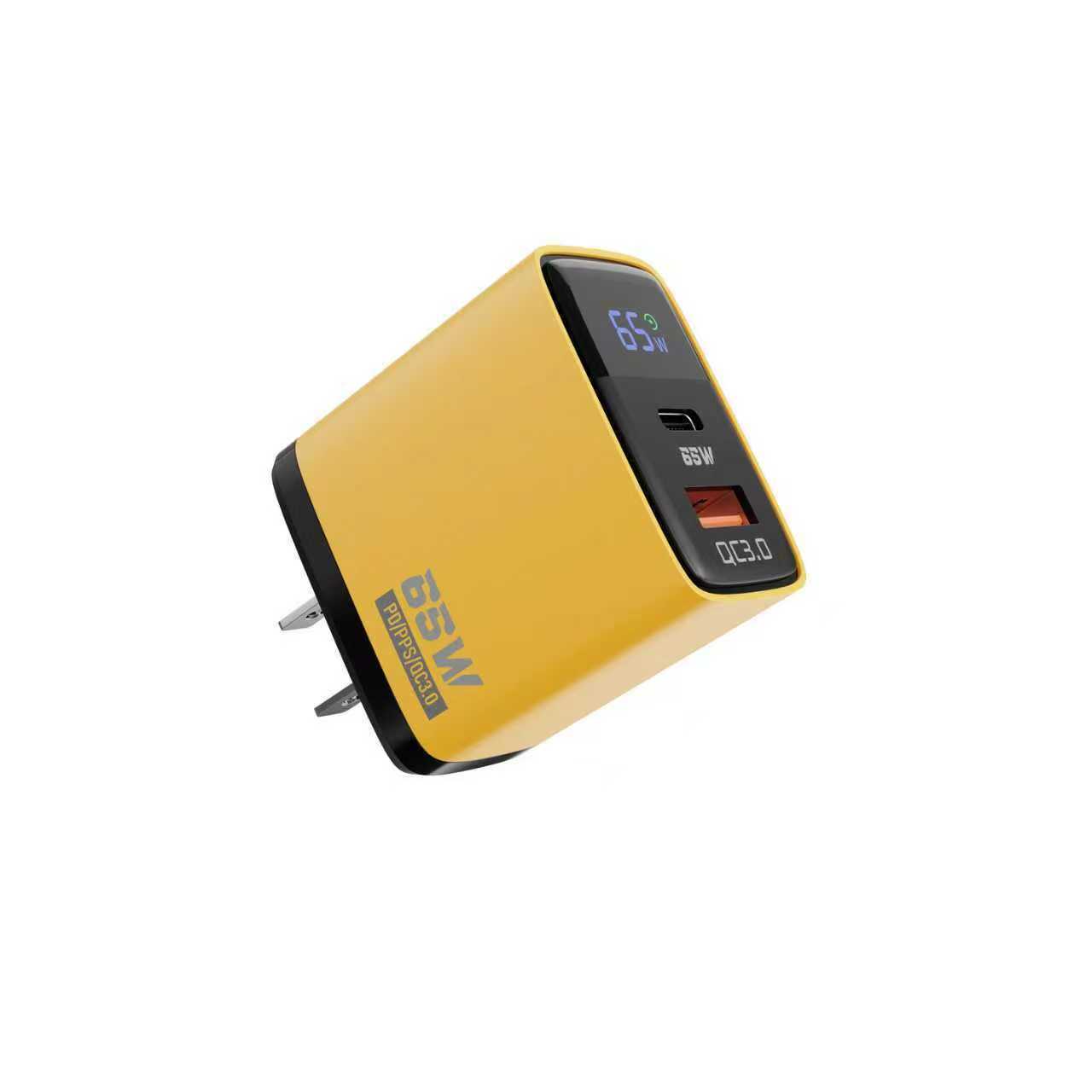 65W smart digital display charger A+C multi-port charger EU US India standard fast GaN charger