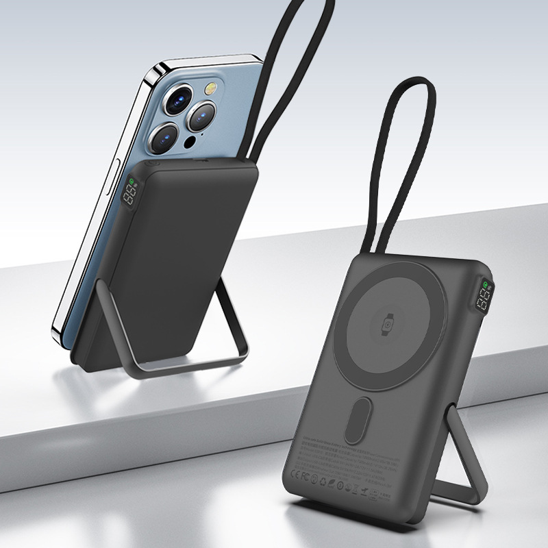 qi2 metal bracket type-c cable can charge watches 10000mAh semi-solid battery magnetic charging bank