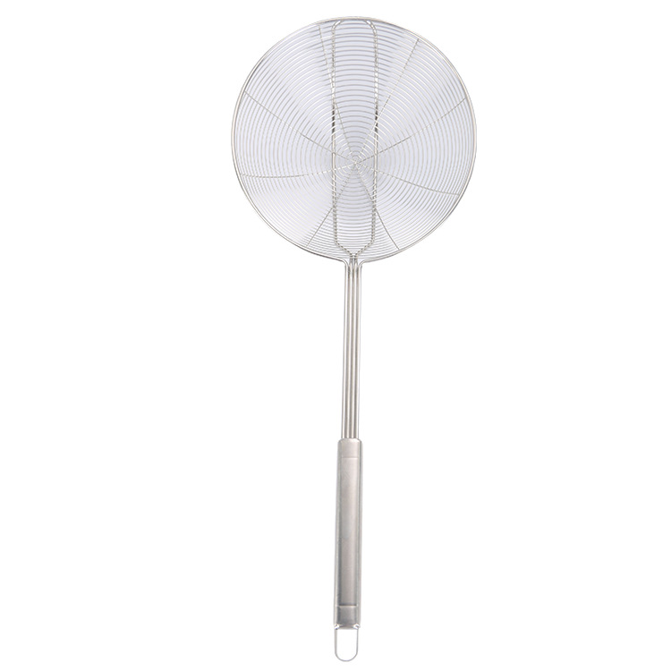 Stainless steel strainer kitchen restaurant frying large mesh strainer thickened four-wire household line strainer hot pot filter skimmer ladle
