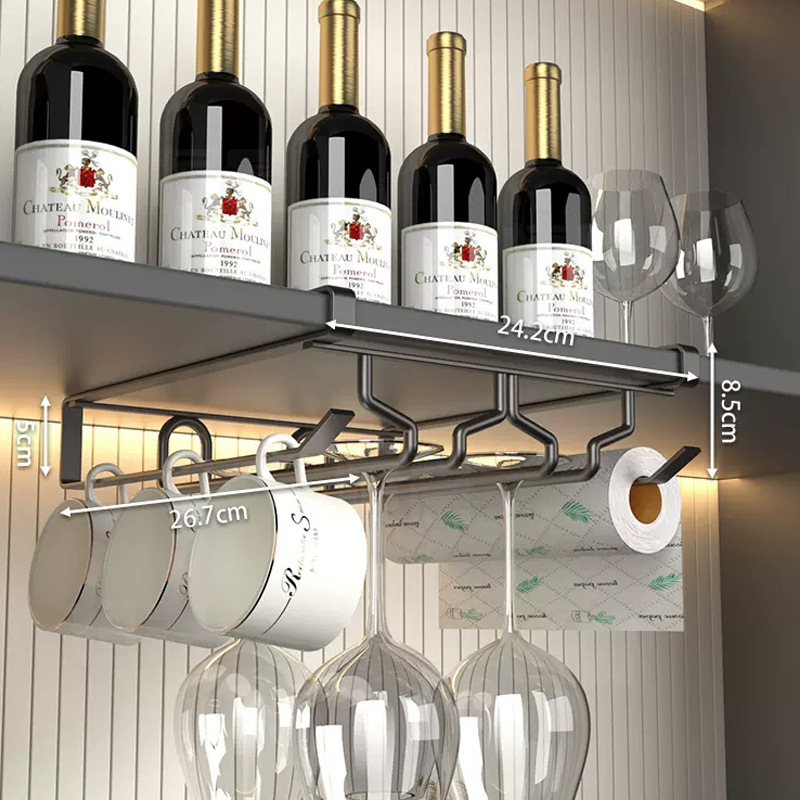 Red wine glass rack no-drill inverted rack goblet rack cabinet hanging rack home decoration storage