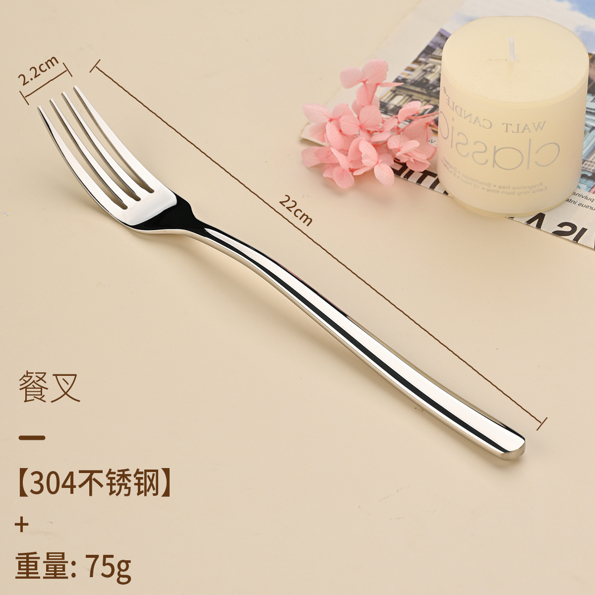304 stainless steel tableware moonlight knife fork spoon, thickened spoon, steak knife, hotel restaurant Western tableware