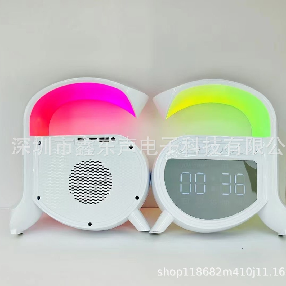 New Small A Display Clock Alarm 15W Wireless Charging White Noise Bluetooth Speaker High Volume