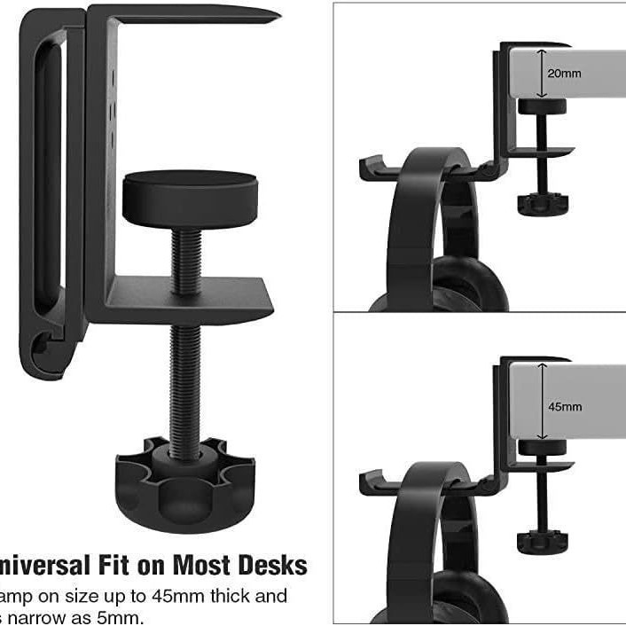 Office desk headphone stand, over-ear headset stand, multifunctional folding aluminum alloy headphone hook