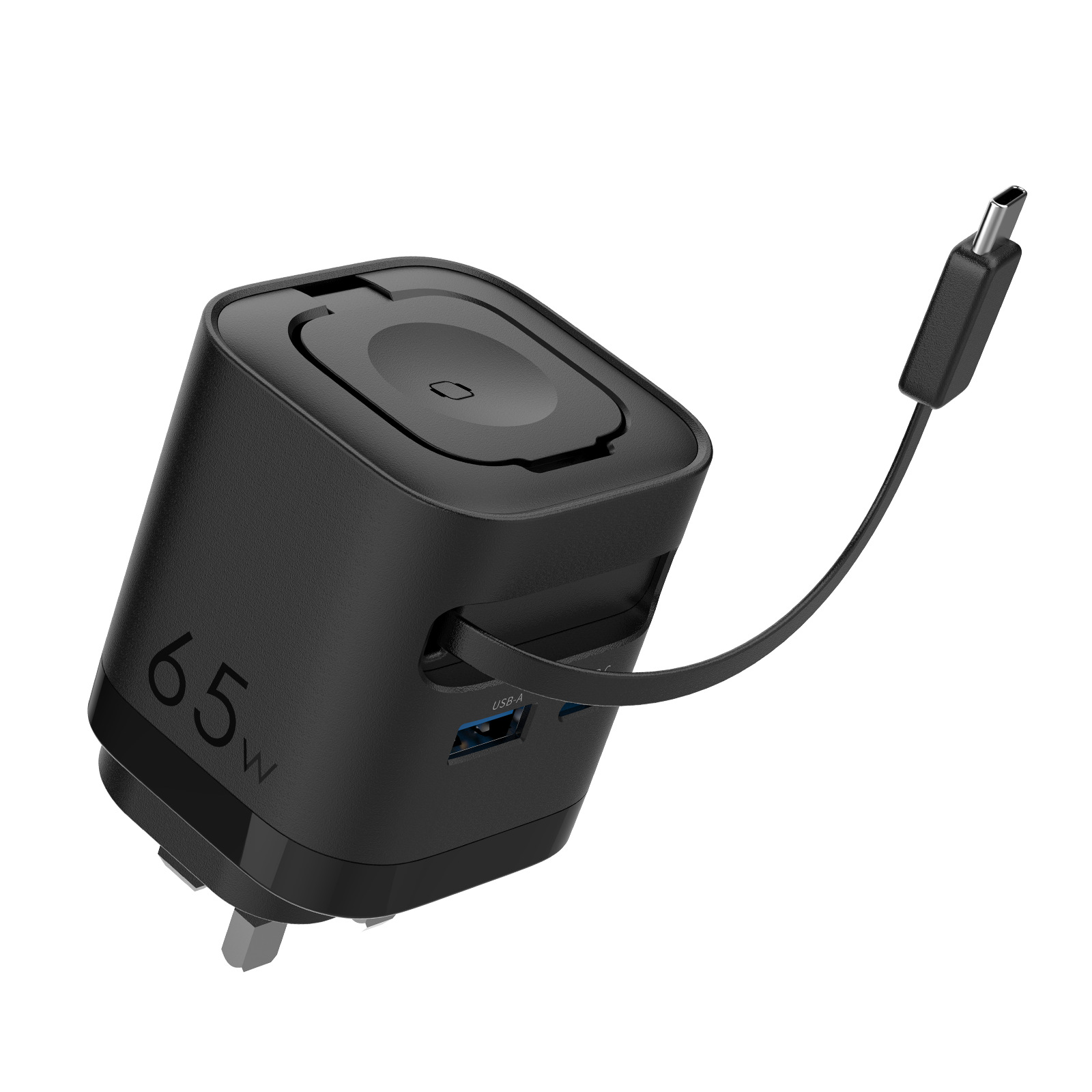 New PD65W GaN Charger Retractable Cable Charger for Apple Huawei Phone Charging Head