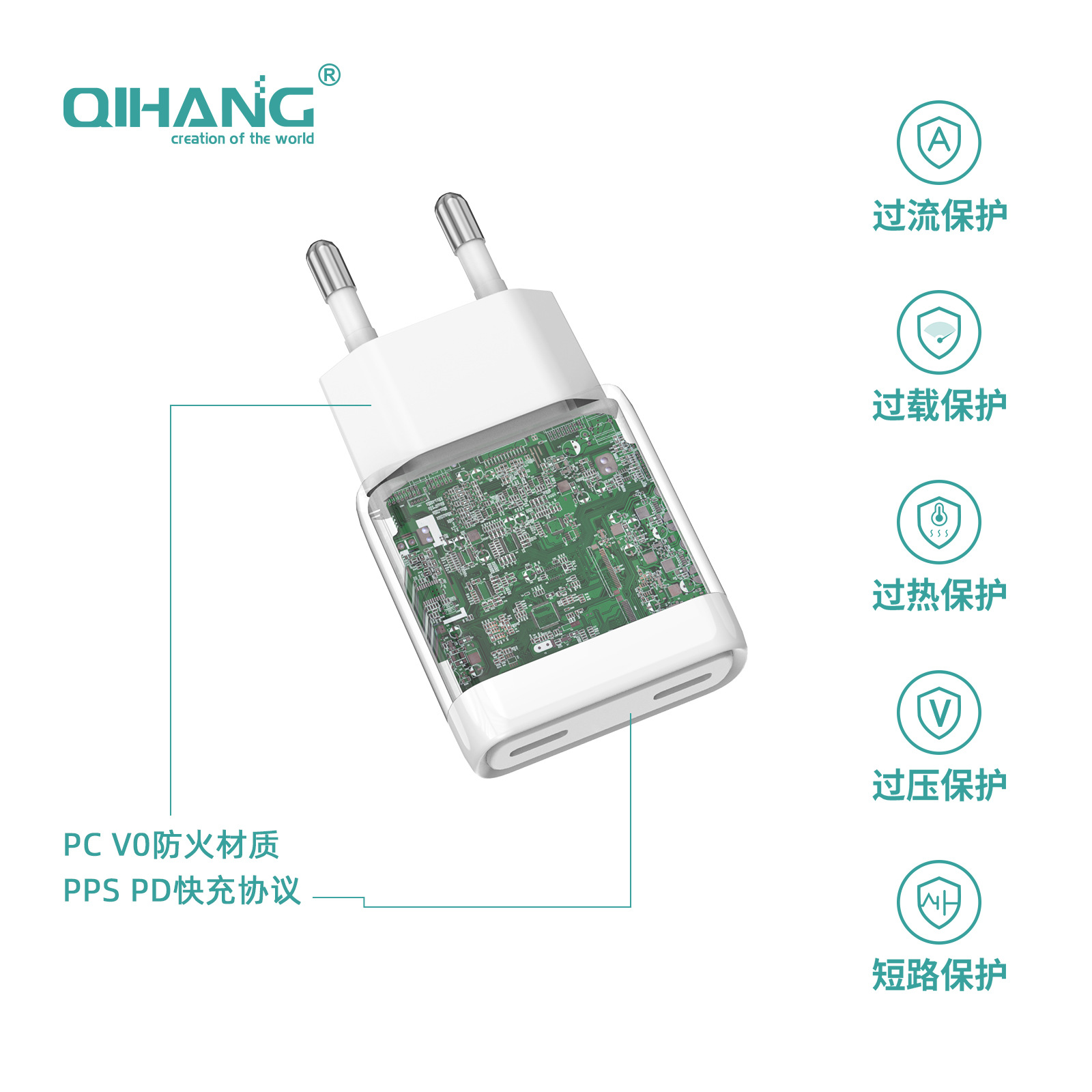 PD30W GaN Charger Fast Charging Mini Ultra-Thin Compatible with Apple Phone European Standard Charging Head 25W Fast Charging Head