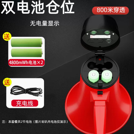 Recordable broadcaster and megaphone in red for sales promotion and voice horn