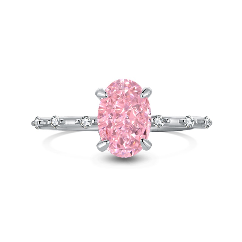 Live S925 sterling silver ring for women, design high-carbon diamond 8A zircon ice-cut closed ring wholesale