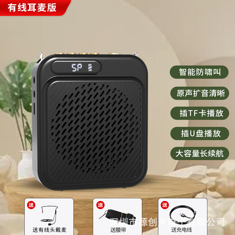 New Dual Mic Teacher Teaching Bee Amplifier Plug-in Card U Disk Bluetooth Player Tour Guide Loudspeaker