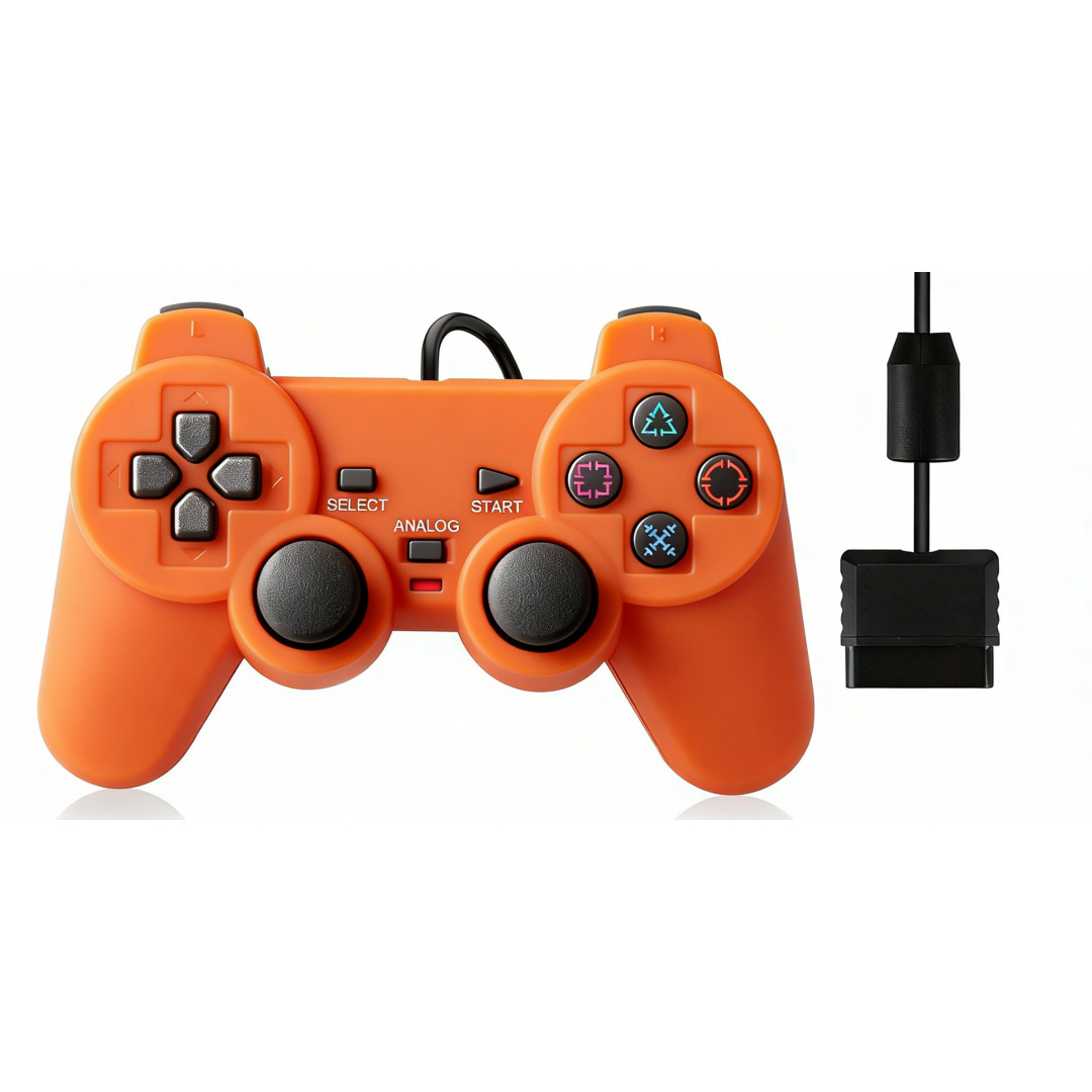 PS Wired Game Controller P2 Dual Vibration Controller Transparent Color Solid Color Dual Motor