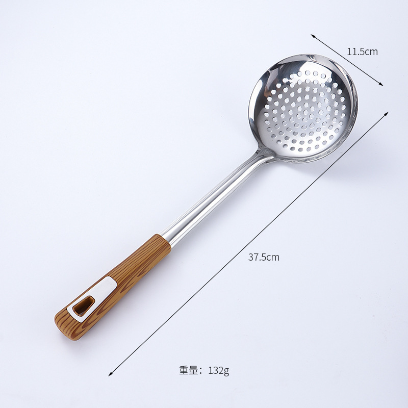 Stainless steel kitchen utensils thickened wok spatula soup spoon home anti-scald slotted spoon noodle ladle kitchen wok spatula spoon set