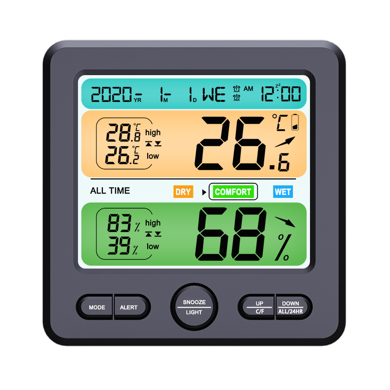 One-to-Three High Precision Color Alarm Multifunctional Electronic Digital Indoor Outdoor Thermometer Hygrometer