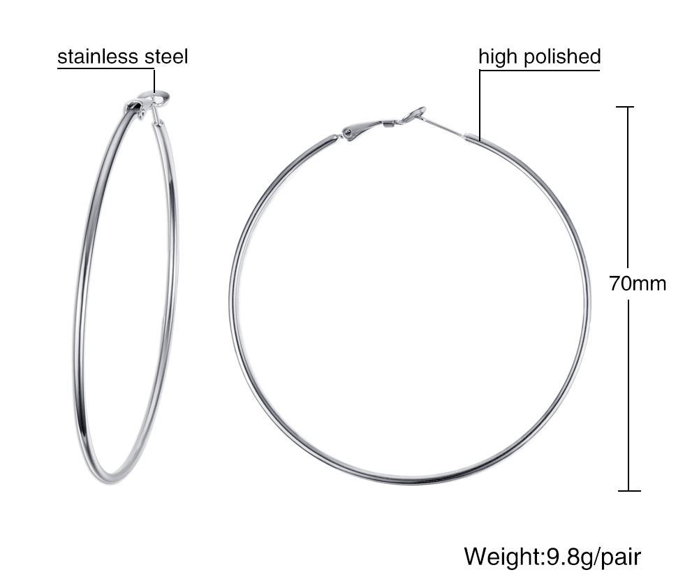 Stainless Steel Circle Earrings Exaggerated Thin Coil Large Ear Jewelry Titanium Steel Women's Accessories