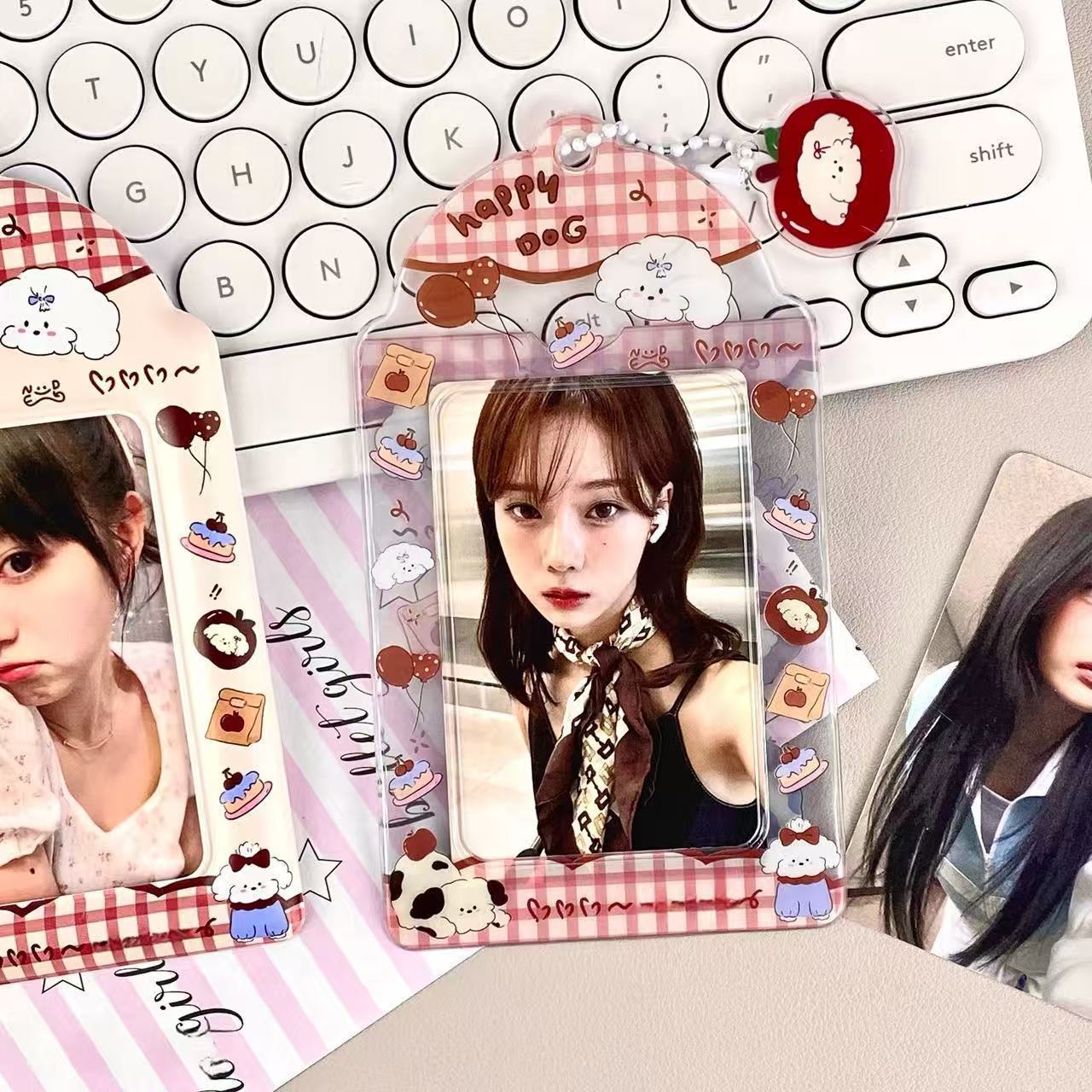 Dessert puppy PVC card sleeve idol 3-inch small card campus meal card storage card bag display pendant