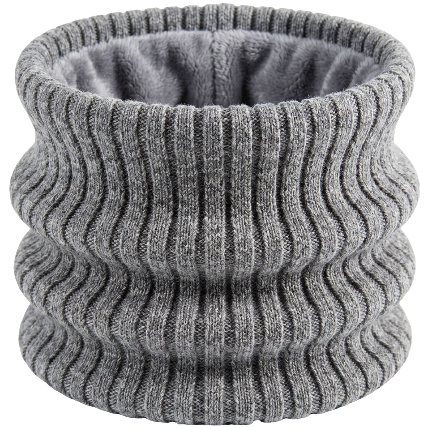 Winter Adult Neck Gaiter Double-Layer Fleece-Lined Thick Warm Unisex High-Neck Wool Knit Scarf Windproof