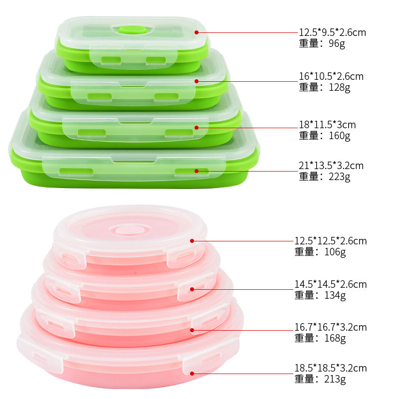 Silicone Lunch Box Household Fresh-keeping Box Children's Lunch Box Outdoor Portable Travel Bento Box Student Plate