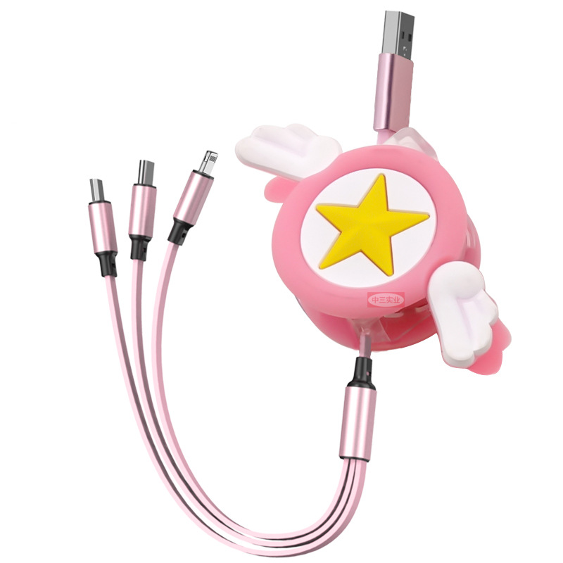 Custom Cartoon Data Cable 1.2 Meter Mold New PVC Soft Rubber Retractable 1.5m Charging Cable Fast Charge
