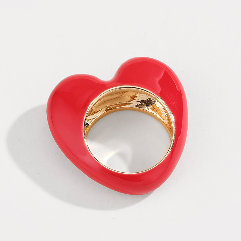 Kenjie Valentine's Day heart-shaped enamel ring original design colorful three-dimensional enamel ring