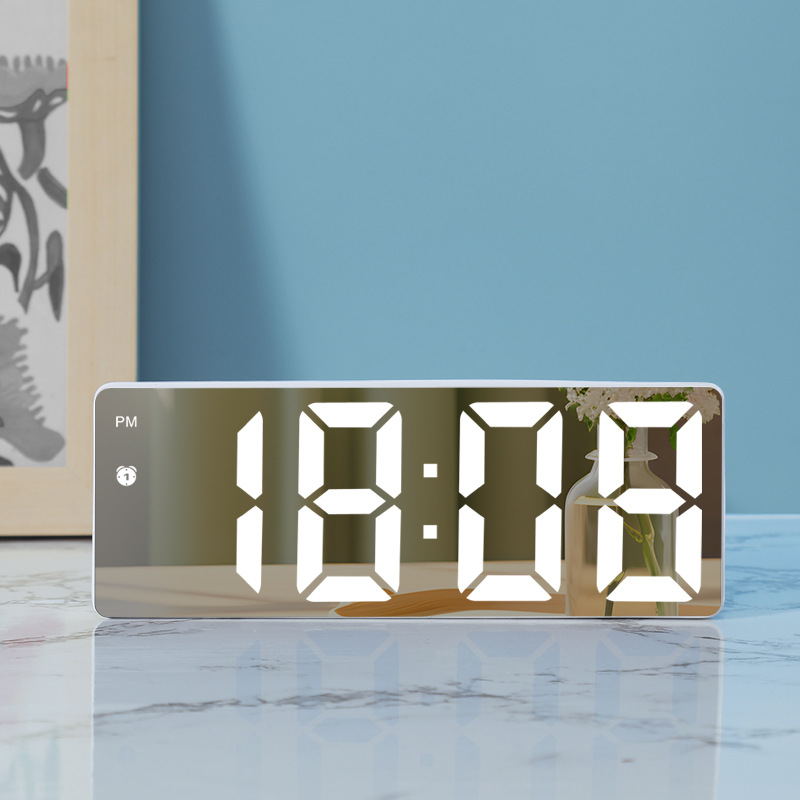 LED mirror modern minimalist electronic alarm clock student desktop smart new large screen alarm clock