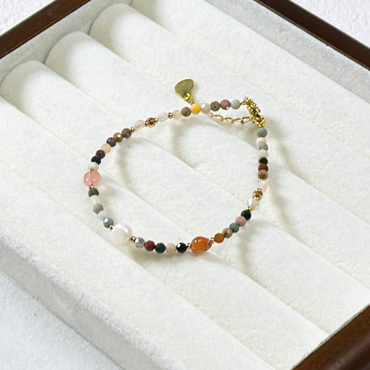 Titanium Steel Natural Stone Shoushan Stone Aquamarine Beaded Bracelet Freshwater Pearl Small Exquisite Bracelet