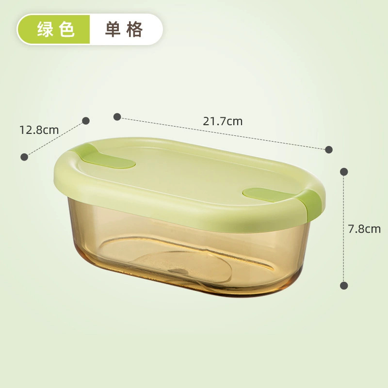 Glass lunch box, microwave-safe, student and office worker meal container, fresh-keeping box, partitioned sealed bento bowl