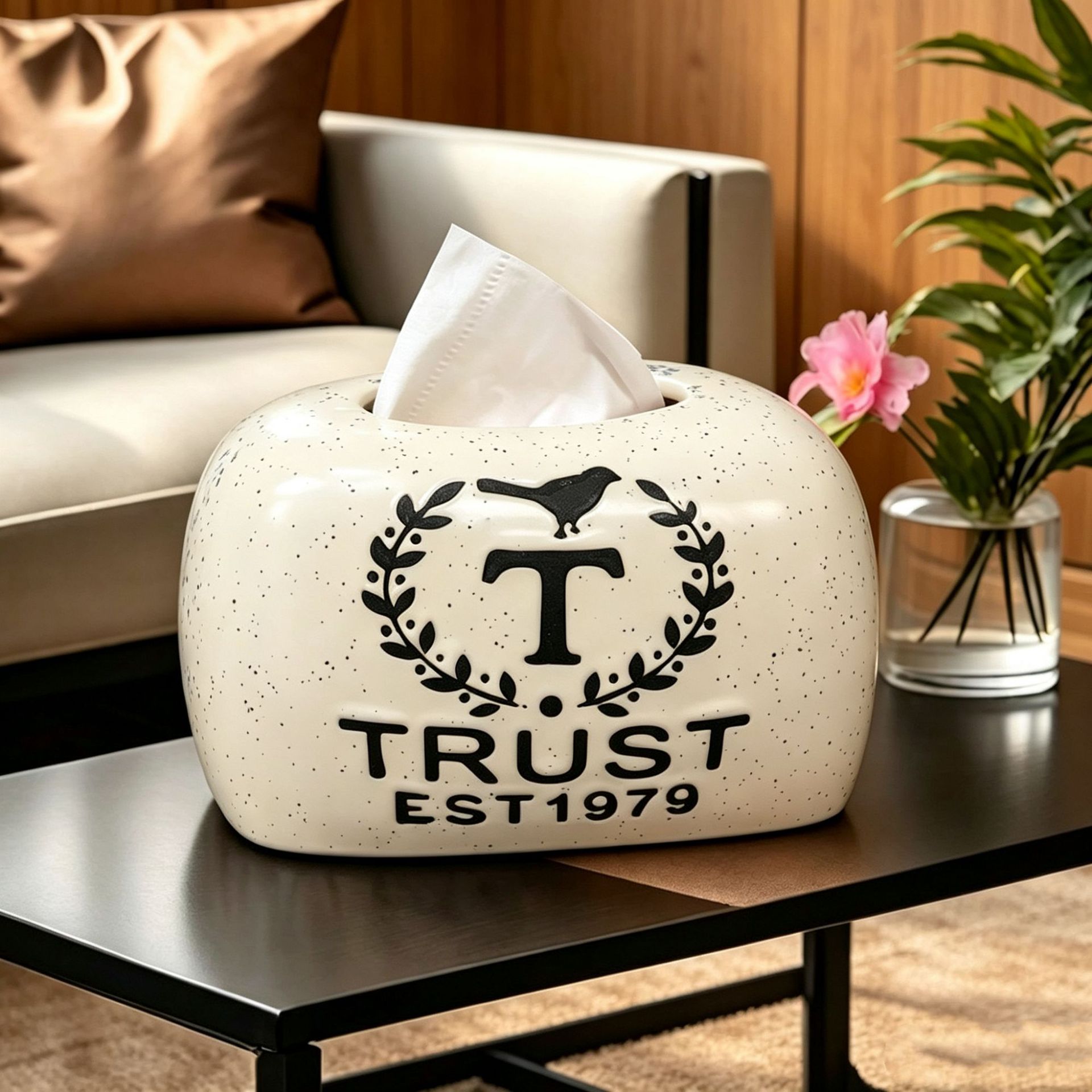 Chinese Countryside Ceramic Household Tissue Box European Style Living Room Dining Room Decorative Tissue Box Napkin Tissue Box