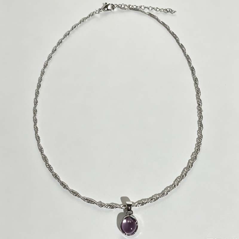 Niche New Amethyst Necklace Pendant Silver Plated Women's Accessory Niche Best Friend Birthday Gift