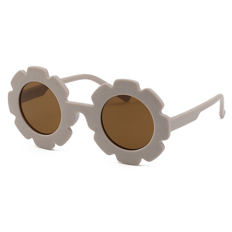 New children's sunglasses, cute sunflower round frame frosted frame children's glasses, sun protection, children's sunglasses