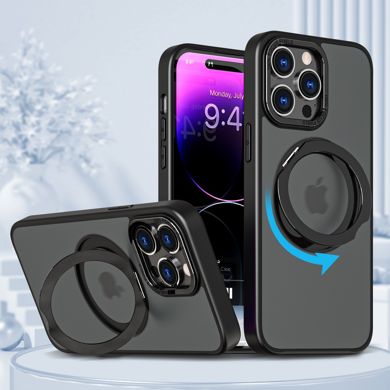 For Apple 17romax Phone Case Magnetic Rotating 360 Stand iPhone16/15/14/13 Protective Case