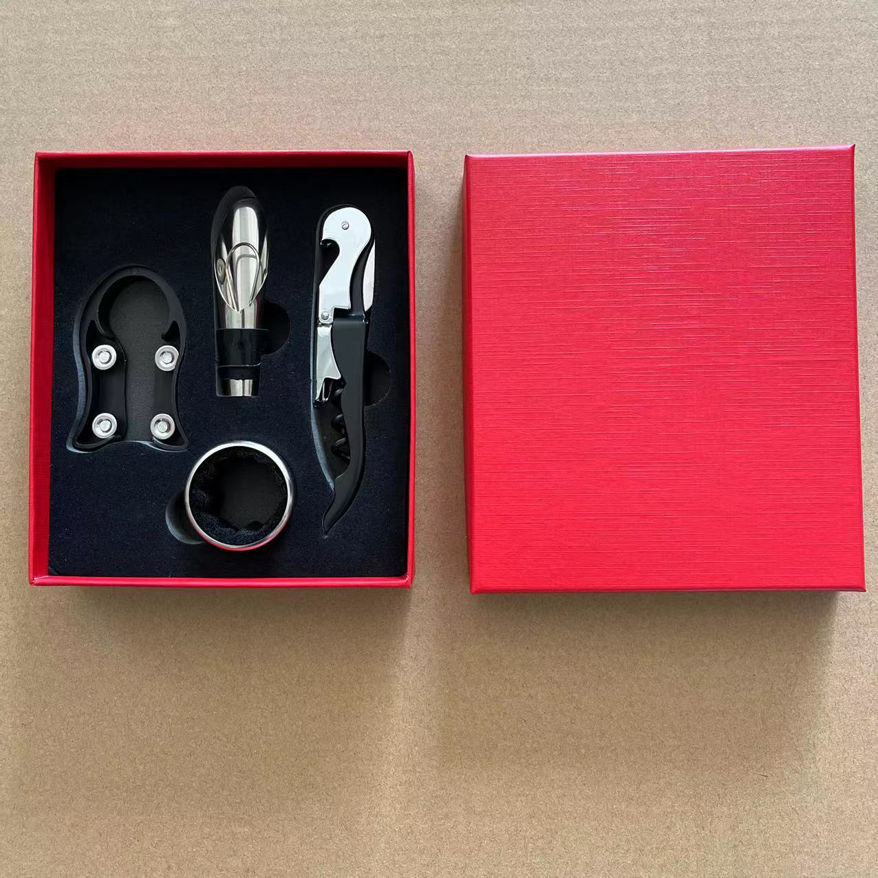 Red Wine Tool Wine Gift Box Set Four-Piece Set Paper Box Set Red Wine Gift Box